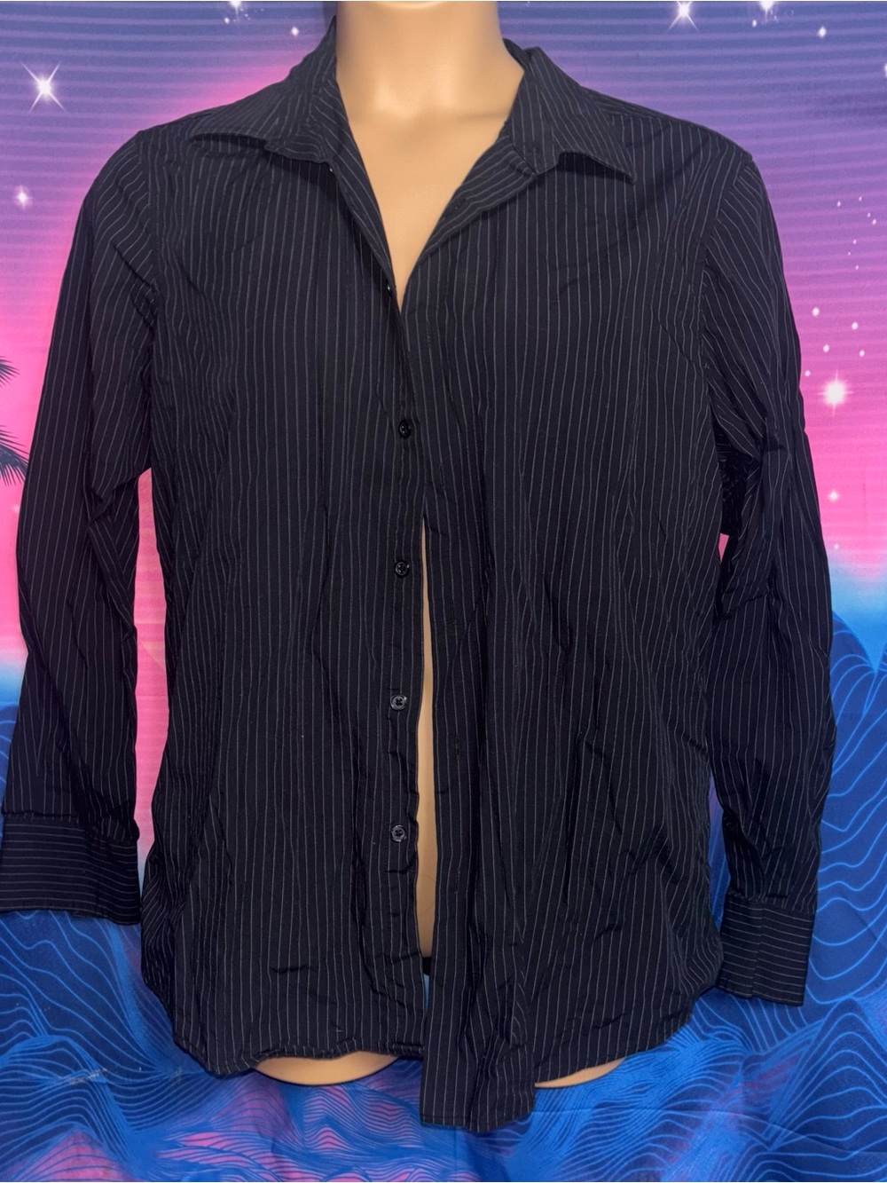 INC International Concepts Black Pinstripe Dress Shirt